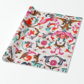 FLORENTINE RENAISSANCE RED FLORAL WIRBEL, BLUME GESCHENKPAPIER (Ungerollt)