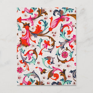 FLORENTINE RENAISSANCE RED FLORAL WIRBEL, BLUME POSTKARTE