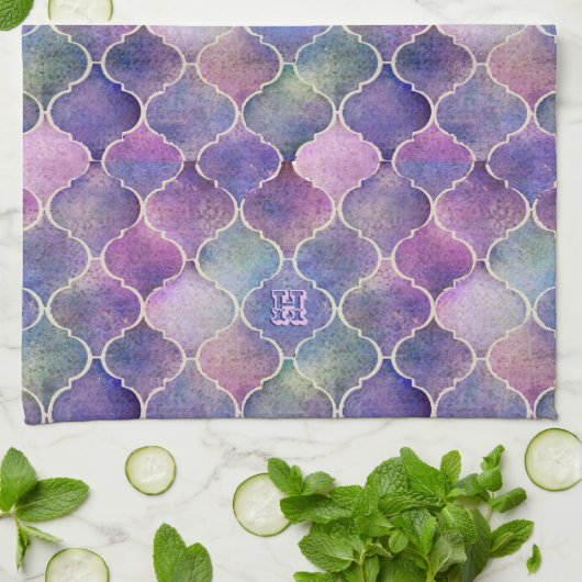 Florentine Tiles mit Monogramm Geschirrtuch (Gefaltet)