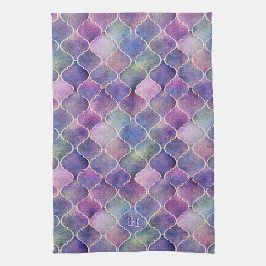 Florentine Tiles mit Monogramm Geschirrtuch (Vertikal)