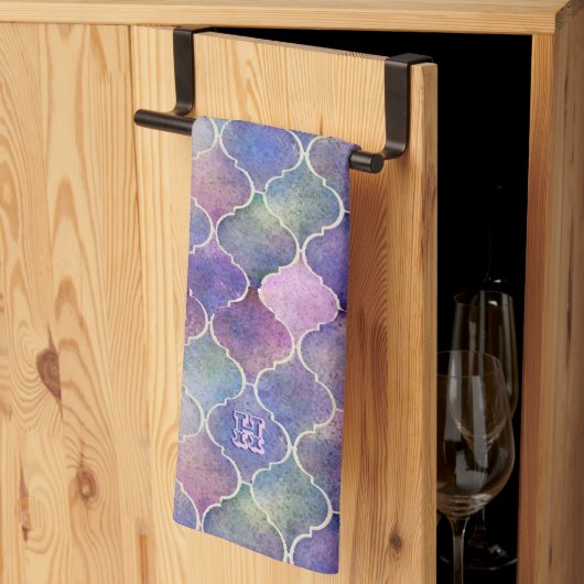 Florentine Tiles mit Monogramm Geschirrtuch (Drittel gefaltet)