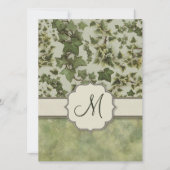 Florentine Watercolor Ivy mit Monogram Einladung (Vorderseite)