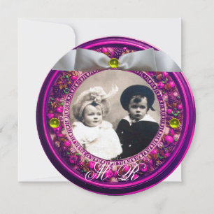 FLORENTINISCHE BLUMENKRONE WEIßES BAND MONOGRAMM EINLADUNG