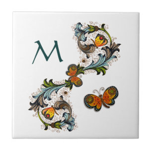 Florentinische Blumenmonogramm-Keramik-Fliese Fliese