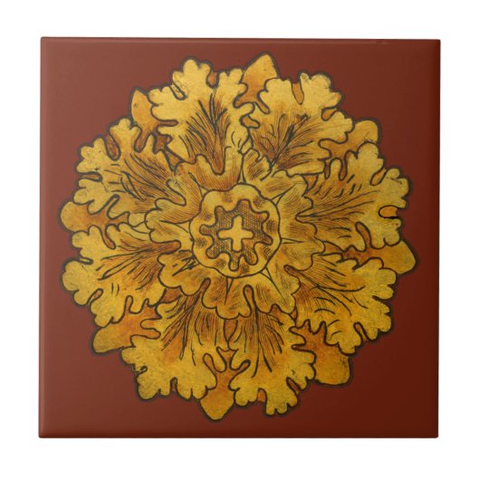 Florentinische Eichen-Blatt-Gruppen-Fliese Fliese (Vorderseite)