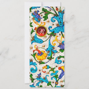 FLORENTINISCHE RENAISSANCE BLAUE BLUMENRANKEN,BLUM FEIERTAGSKARTE