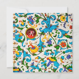 FLORENTINISCHE RENAISSANCE BLAUE BLUMENRANKEN,BLUM FEIERTAGSKARTE
