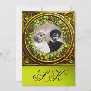 FLORENTINISCHE RENAISSANCE FRÜCHTE DAMAST MONOGRAM EINLADUNG