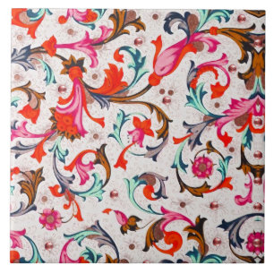 FLORENTINISCHE RENAISSANCE ROTE BLUMEN SWIRL,BLUME FLIESE