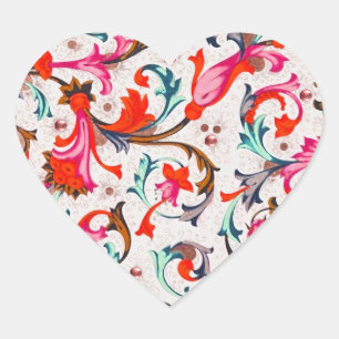 FLORENTINISCHE RENAISSANCE ROTE BLUMEN SWIRL,BLUME Herz-Aufkleber