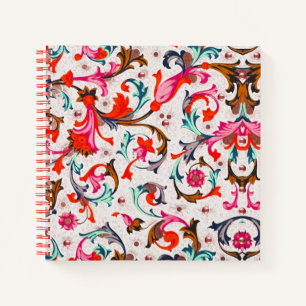FLORENTINISCHE RENAISSANCE ROTE BLUMEN SWIRL,BLUME NOTIZBLOCK