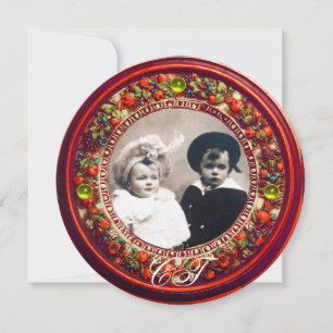 FLORENTINISCHE RENAISSANCE ROTE BLUMENKRONE MONOGR EINLADUNG