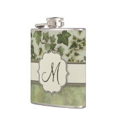 Florentinischer Aquarell-Efeu mit Monogramm Flachmann (Links)