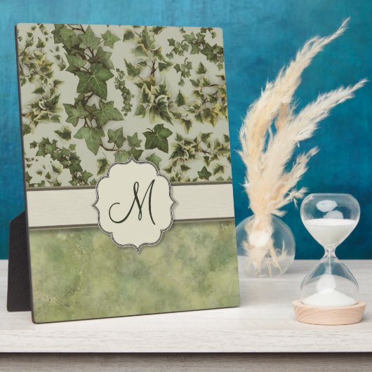 Florentinischer Aquarell-Efeu mit Monogramm Fotoplatte (Seite)