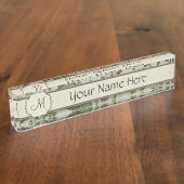 Florentinischer Aquarell-Efeu mit Monogramm Namensplakette (Seite)