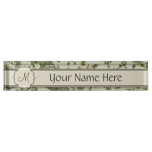 Florentinischer Aquarell-Efeu mit Monogramm Namensplakette