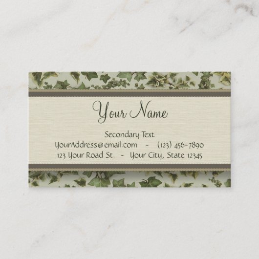 Florentinischer Aquarell-Efeu mit Monogramm Visitenkarte (Vorderseite)