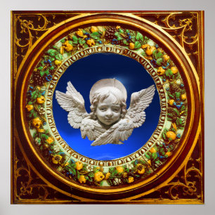 FLORENTINISCHER RENAISSANCE-ENGEL MIT BLUMENKRONE POSTER