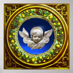 FLORENTINISCHER RENAISSANCE-ENGEL MIT BLUMENKRONE POSTER