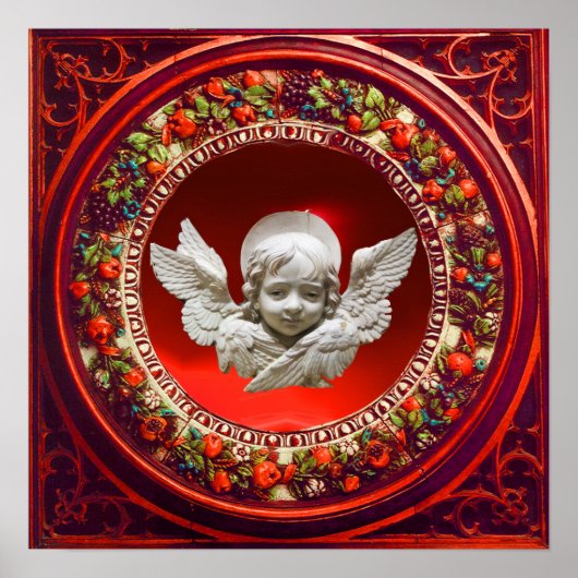 FLORENTINISCHER RENAISSANCE-ENGEL MIT ROTER BLUMEN POSTER (Vorne)