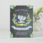 Florenwasserfarbe Elefant Invasion, Babyjunge 1. Einladung (Stehend Vorderseite)