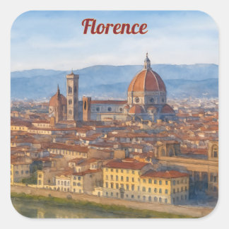 Florenz Aquarell Duomo-Silhouette Quadratischer Aufkleber