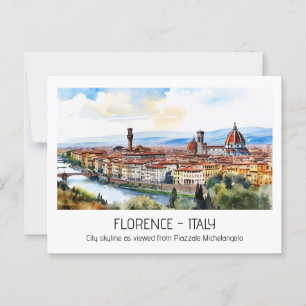 Florenz City Skyline Aquarellturm Postkarte