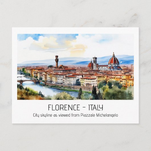 Florenz City Skyline Aquarellturm Postkarte (Vorderseite)