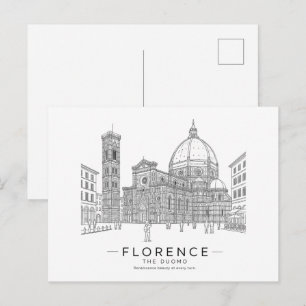 Florenz Duomo Renaissance Linienkunst Postkarte