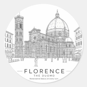 Florenz Duomo Renaissance Linienkunst Runder Aufkleber