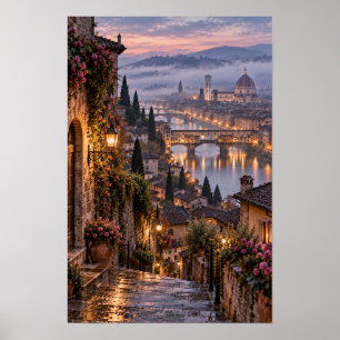 Florenz inspirierte Flussufer-Sonnenuntergangs-Sta Poster