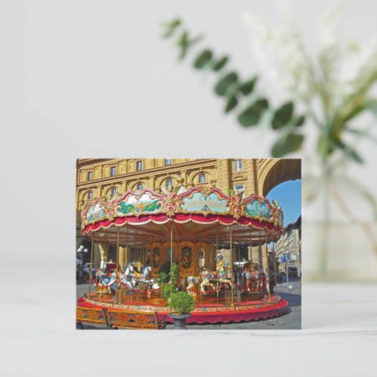 Florenz Italien Antique Carousel Postkarte (Stehend Vorderseite)