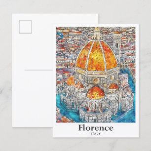 Florenz Italien Aquarell-Skizze Handgezeichnet Postkarte