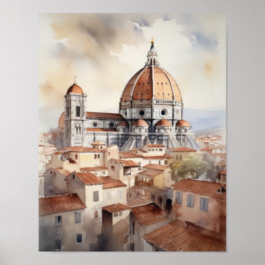 Florenz Italien Aquarellkunst Print Poster (Vorne)