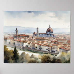 Florenz Italien Aquarellkunst Print Poster