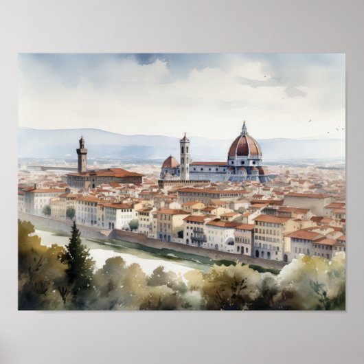 Florenz Italien Aquarellkunst Print Poster (Vorne)