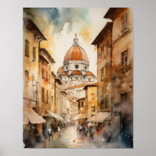 Florenz Italien Aquarellkunst Print Poster