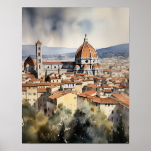 Florenz Italien Aquarellkunst Print Poster