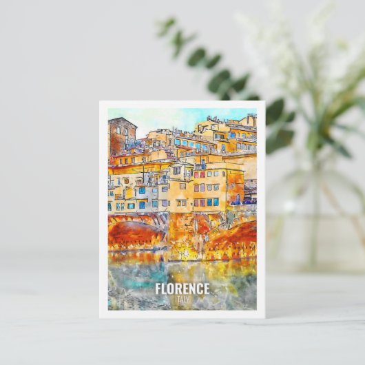 Florenz Italien Berühmte Wasserfarbskizze Postkarte (Stehend Vorderseite)