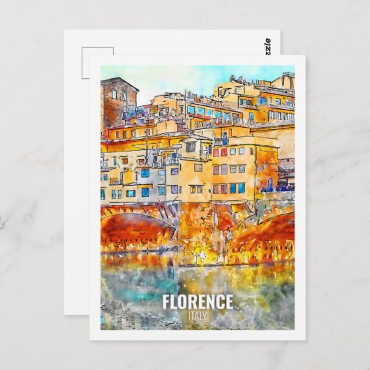 Florenz Italien Berühmte Wasserfarbskizze Postkarte (Vorne/Hinten)
