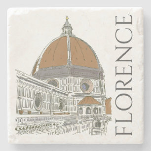 Florenz Italien Duomo Kathedrale Pen und Tinte Gez Steinuntersetzer