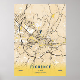 Florenz - Italien Gelbe Stadtkarte Poster