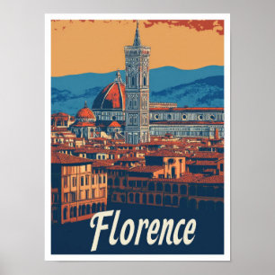 Florenz Italien Kunst Vintage Reise Illustration Poster