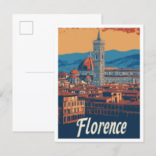 Florenz Italien Kunst Vintage Reise Illustration Postkarte