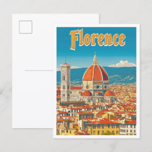 Florenz Italien Kunst Vintage Reise Illustration Postkarte