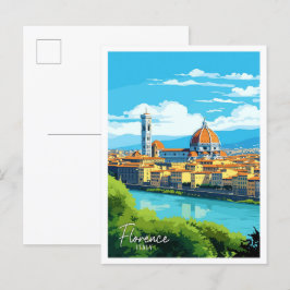 Florenz Italien Kunst Vintage Reise Illustration Postkarte