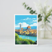 Florenz Italien Kunst Vintage Reise Illustration Postkarte (Stehend Vorderseite)