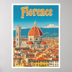 Florenz Italien Kunst Vintage Reiseillustration Poster