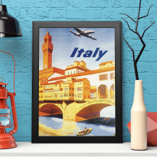 Florenz Italien Ponte Vecchio Brücke Vintage Reise Poster
