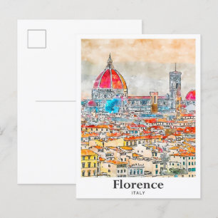 Florenz Italien Reise Aquarell Skizze Handgezeichn Postkarte